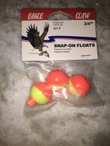 Fishing Bobbers, Orange & Yellow, 3 PK.,3/4" Round, Snap-On Floats Eagle Claw - $15.72