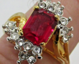 Woman&#39;s Seta Gold Tone Faux Sapphire and Diamond Ring Size 6.5 - £61.52 GBP
