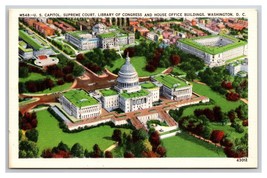 Capitol Building Aerial View Washington DC UNP Linen Postcard S25 - £2.30 GBP