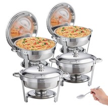 VEVOR Chafing Dish Buffet Set, 6 Qt 4 Pack, Stainless Steel Chafer with ... - £128.59 GBP