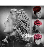 1940s Snood and Hats with Head Coverings - Crochet pattern (PDF 0435) - £3.73 GBP
