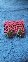 New Betsey Johnson Pierced Earrings Christmas Tree Multicolor Holiday Fe... - £11.95 GBP