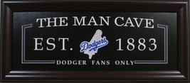 Los Angeles Dodgers Man Cave Sign Framed Embroidered Team 2014 - $69.95