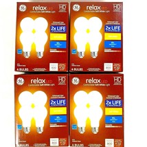 16 GE Relax LED Light Bulbs Soft White 60W 8.5W Dimmable A19 Med Base Lightbulbs - £26.53 GBP