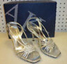 Anne Klein New Womens Aplik Silver Strappy Slingbacks 6.5 M Heels Shoes - £45.94 GBP