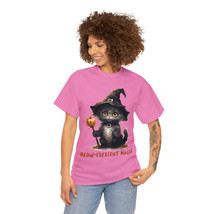 Halloween black cat witch t shirt women and men cute Unisex Heavy Cotton... - $15.86+