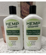 (2) HEMP Heaven COCONUT Hemp Seed Oil Body Lotion Moisturize &amp; Hydrate USA - $19.99