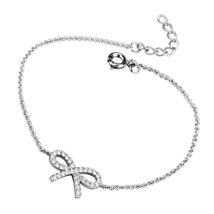 3W712 - Rhodium Brass Bracelet with AAA Grade CZ  in Clear - $31.49