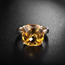 18K Yellow Gold Antique Vintage Natural Citrine Crystal Gemstone Wedding... - £1,057.18 GBP