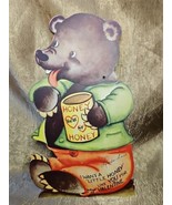 Vintage 1930s Mechanical Die Cut Valentine Card Bear with a Honey Pot - £23.36 GBP