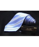Tasso Elba NEW Blue White Pietre Striped Men&#39;s Neck Tie Silk - £23.00 GBP