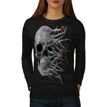 Wellcoda Roses Death Bad Guy Womens Long Sleeve T-shirt, Biker Casual Design - £19.28 GBP