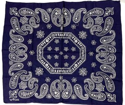 LEFT ELEPHANT Trunk Up Fast Color 100% Cotton VINTAGE  BLUE BANDANA Selv... - $66.83