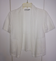 LOVELY WHITE SS LIGHTWEIGHT SHRUG-S-NO TAGS-BARELY WORN-NICE - $8.59