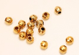 18k solid heavy weight gold  5 mm round facet bead  (price for 1 piece ) - £25.97 GBP