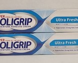 SUPER POLIGRIP Denture Adhesive Cream Ultra Fresh 2.40 oz  X 2 ! Lot Of ... - $13.94