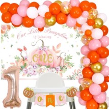 GirlS Pumpkin 1St Birthday Balloon Garland Kit Decorations , Autumn Fall... - $16.99