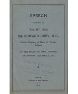 Sir Edward Grey , 1915 Speech Booklet in English 14pp - &quot;Strategy of the... - $333.19 MXN