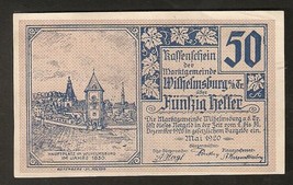 Austria Kassenschein d. Marktgemeinde WILHELMSBURG 50 heller 1920 Notgel... - £2.35 GBP