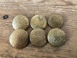 Vintage Mid Century Antique Set Lot 6 Brass Metal Textured Round Circle ... - $19.79