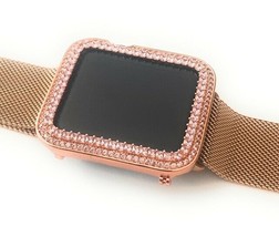 Bling Apple Watch Pink Princess Zirconia Rose Gold Case Face Bezel 42mm ... - £79.62 GBP