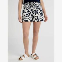 Time &amp; Tru Women&#39;s Linen Blend Pull On Shorts SMALL (4-6) Navy Botanical... - $337.69 MXN