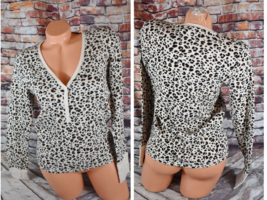 Victoria Secret Pajama Medium Long Jane Thermal Top Sleepwear Leopard Prt Shirt - £23.54 GBP