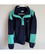 Columbia Women&#39;s XXL Collared Fleece Navy Blue &amp; Teal Colorblock w/ Pock... - $41.64 CAD