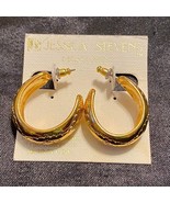 New Jessica Stevens 24K Gold Tone Metal Hoop Earrings - £46.57 GBP