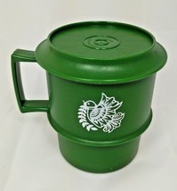 Vintage Green TUPPERWARE Stacking Snack Cup Lid Coaster 1313-14 1312-8 Mug DOVE - $8.95