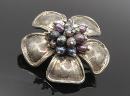 925 Sterling Silver - Vintage Petite Pearls Cluster Flower Tie Clip - TR... - £49.88 GBP