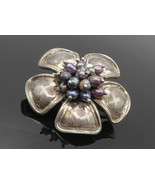 925 Sterling Silver - Vintage Petite Pearls Cluster Flower Tie Clip - TR... - €55,17 EUR