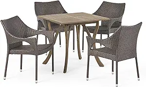 Great Deal Furniture Christopher Knight Home Colin Outdoor 5 Piece Wood and Wick - £852.91 GBP