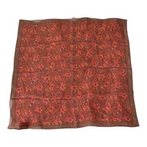 Charter Club Rose Floral Scarf Brown Red Vintage Style Square - $12.60