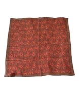 Charter Club Rose Floral Scarf Brown Red Vintage Style Square - $12.60