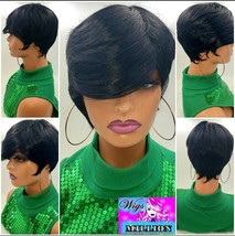 Connie&#39;&#39; Short Pixie Cut Synthetic Wig Resistant Full Cap black Wig, Glueless Wi - £39.05 GBP