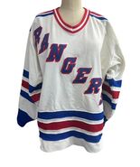 Vintage White NY Rangers CCM Maska COSBY NHL Hockey Jersey Size 44 Fight... - €105,48 EUR