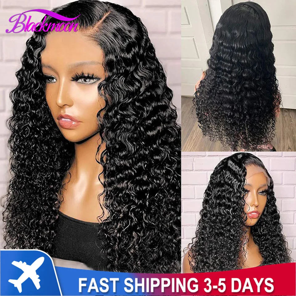 Brazilian Deep Wave Frontal Wig Transparent 13x4 Lace Front Human Hair Wigs f - £70.91 GBP+