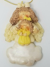 Angel Mother Daughter Christmas Ornament Winged  Vintage Ceramic - £12.11 GBP