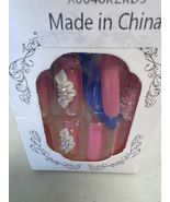 RTKHFZE French Tip Pink Long Square Press On Nails 24pcs Flower Rhinestones - $19.02 CAD