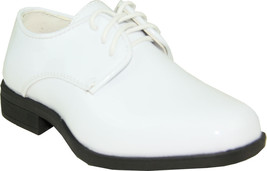 VANGELO Boy Tuxedo Shoe TUX-1K Square Toe for Formal Event Wrinkle Free White - £42.32 GBP