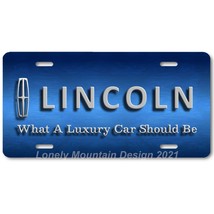 Lincoln Luxury Car Inspired Art on Blue FLAT Aluminum Novelty License Tag Plate - $17.99