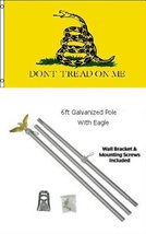 2x3 2&#39;x3&#39; Gadsden Don&#39;t Tread On Me Yellow Snake Flag Galvanized Pole Kit Eagle  - £24.00 GBP