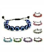 EVIL EYE BEAD BRACELET 12mm Shamballa Style Good Luck Protection NEW Adj... - $91.89 MXN