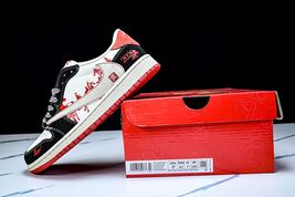 Custom Air Jordan 1 Low AJ1 Year of the Horse Red Black Low Sneakers - $178.00