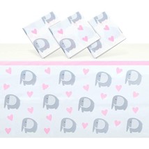 Elephant Tablecloths For Baby Shower Decor Pink Hearts (54 X 108 In 3 Pack) - £17.62 GBP