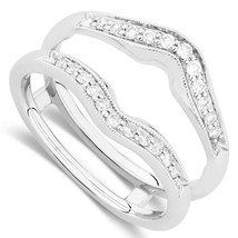 Solitaire Enhancer Round 0.40ct Moissanite Ring Guard Wrap 925 Silver Jacket - £61.03 GBP