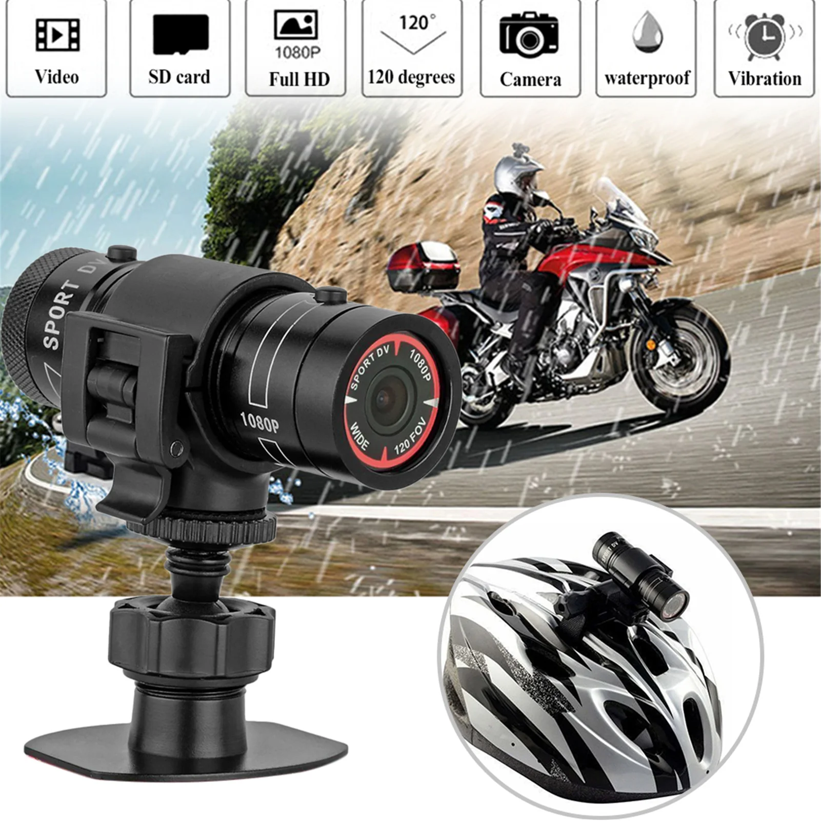 Full HD 1080P Mini Sports DV Camera Bike Motorcycle Helmet Action DVR Video Ca - £34.92 GBP