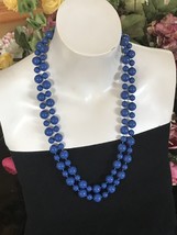 Vintage One 50” Long Strand Blue Lucite Beads Long Necklace - £11.83 GBP