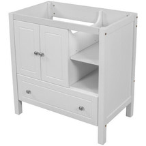 30&quot; Bathroom Vanity Base Only, Solid Wood Frame, Bathroom Storage - White - £167.39 GBP